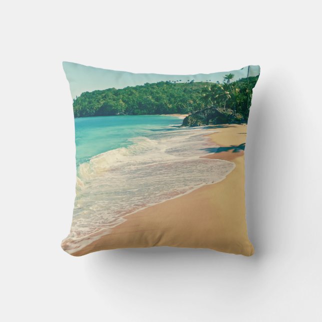 Tranquil Tropical Island Beach Throw Pillow (Front)