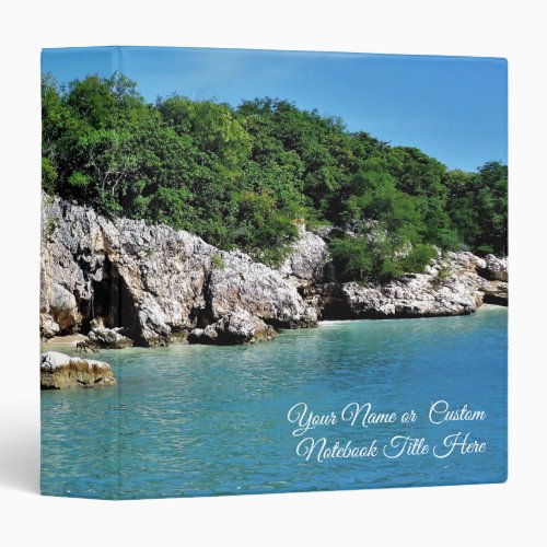 Tranquil Tropical Shoreline with Caves Custom 3 Ring Binder