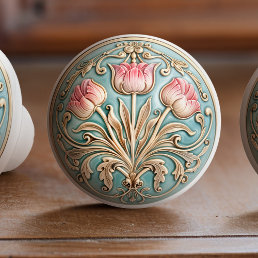Tranquil Tulip Trio Ceramic Knob Pull