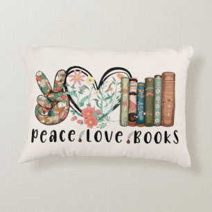 Tranquil Vibes: Peace, Love, and Books Accent Pillow