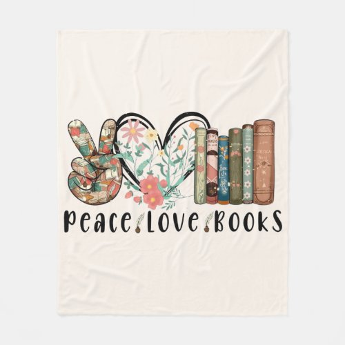 Tranquil Vibes Peace Love and Books Fleece Blanket