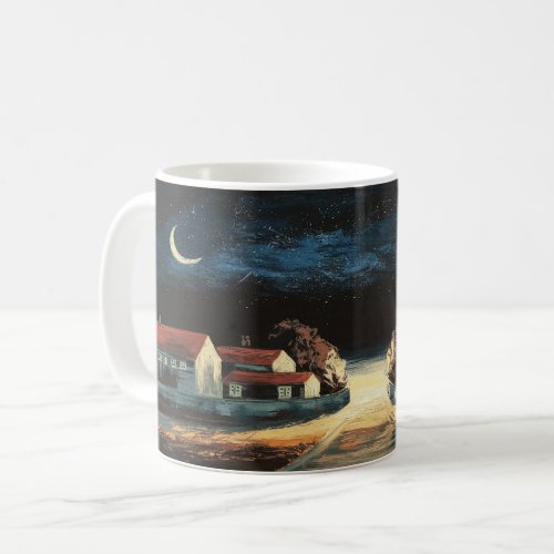 Tranquil Village Crescent Moon Mug