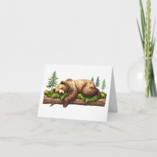 Tranquil Watercolor Sleeping Bear Blank Card