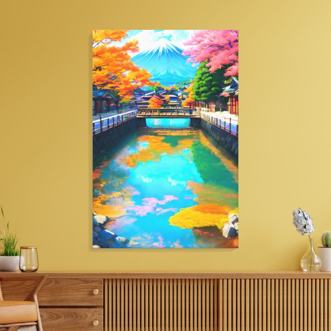 Tranquil Waters: Mt. Fuji's Reflection Canvas Print (Insitu(LivingRoom))