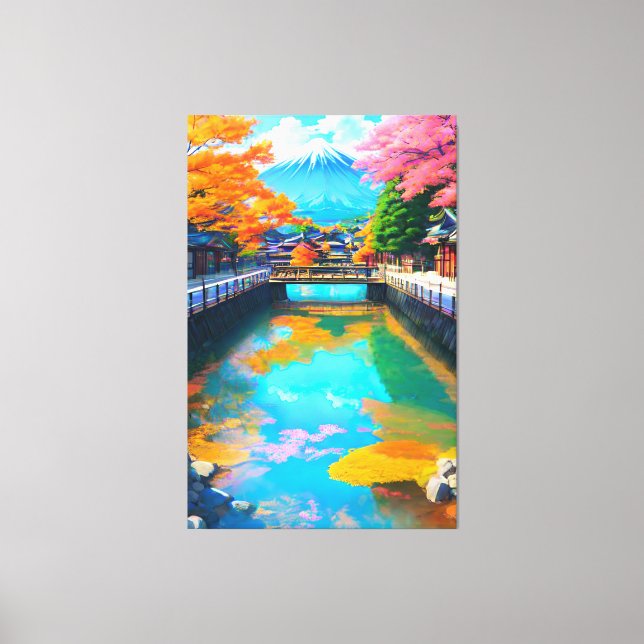 Tranquil Waters: Mt. Fuji's Reflection Canvas Print (Front)