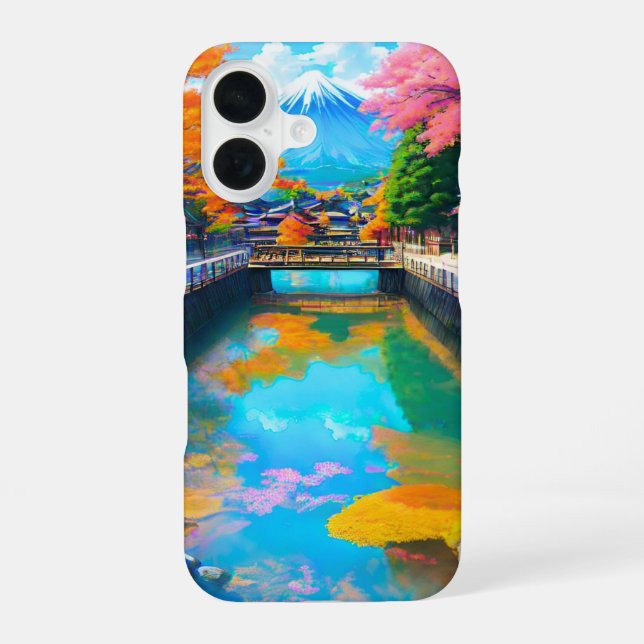 Tranquil Waters: Mt. Fuji's Reflection Iphone Case (Back)