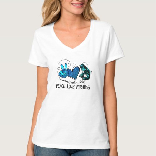 Tranquil Waters Peace Love Fishing Tee