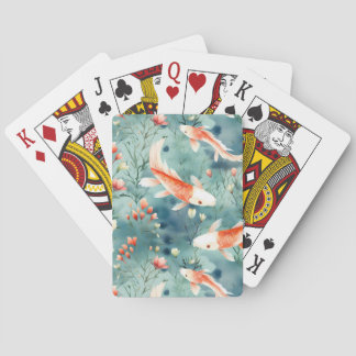 Tranquil Waters: Watercolor Koi Fish Pattern Poker Cards