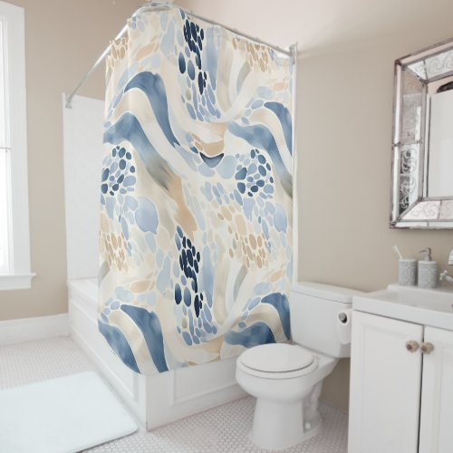 Tranquil Wave Pool Pattern Shower Curtain