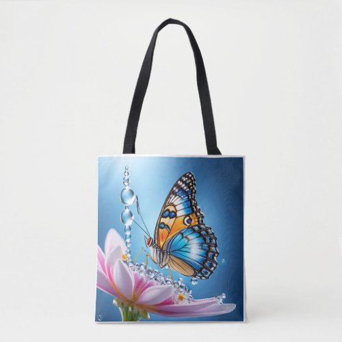 Tranquil Wings Butterfly on Pink Flower Tote Bag