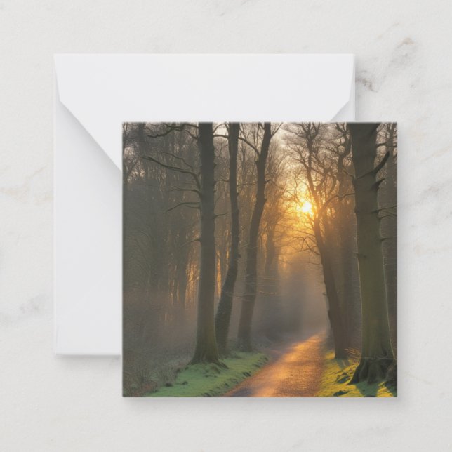 Tranquil Winter Forest Scene Note Card (Front)