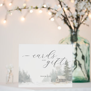 Tranquil Winter Watercolor Cabin Scene Foam Board