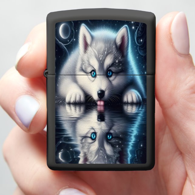 Tranquil Wolf Nature Scene Zippo Lighter (In Hand)