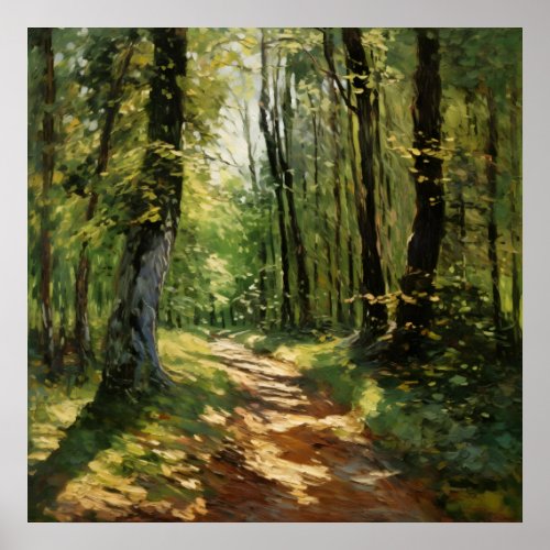 Tranquil Woodland Pathway _ Impressionist Painting Poster