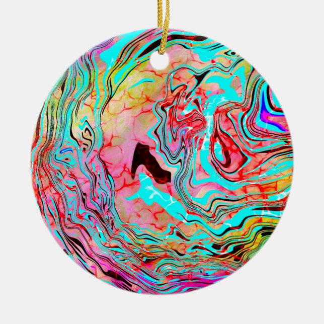 Tranquility Abstract Fluid Art  Christmas Ceramic Ornament (Front)