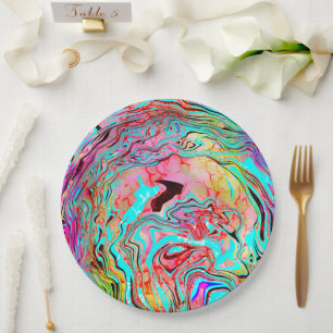 Tranquility Abstract Fluid Art Paper Plates