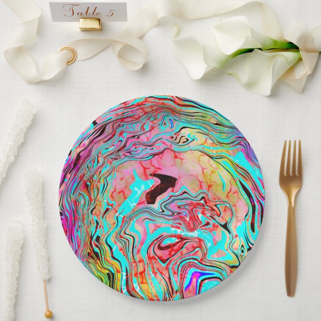 Tranquility Abstract Fluid Art    Paper Plates (Wedding)