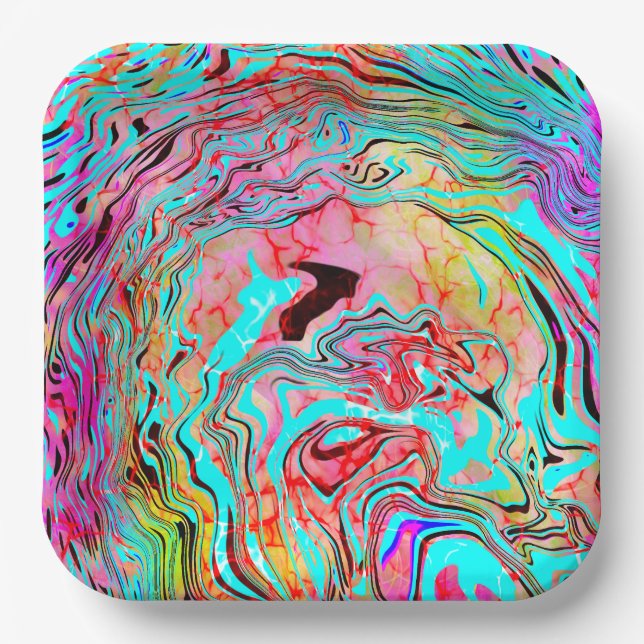 Tranquility Abstract Fluid Art  Paper Plates (Front)