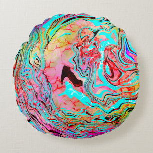 Tranquility Abstract Fluid Art Round Pillow