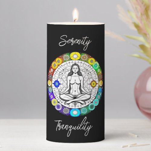 Tranquility and Serenity Peaceful Meditation Pillar Candle