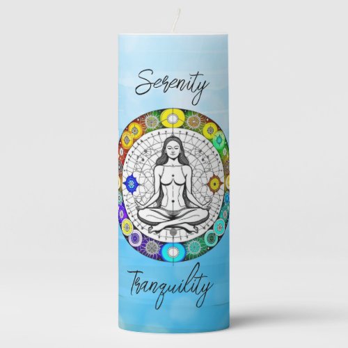 Tranquility and Serenity Peaceful Meditation Pillar Candle