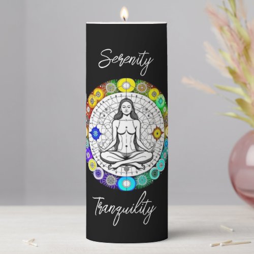 Tranquility and Serenity Peaceful Meditation Pillar Candle