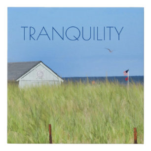 Tranquility Beach Grasses Blue Sky Flag  Faux Canvas Print