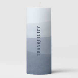 Tranquility Blue-Gray Modenn Landscape Pillar Candle