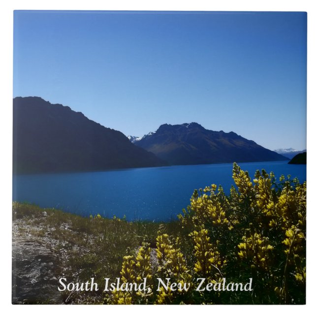 Tranquility Blues South Island, New Zealand Cerami Ceramic Tile (Front)