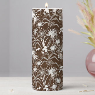 Tranquility Illuminated: Vintage Palm Trees Pillar Candle