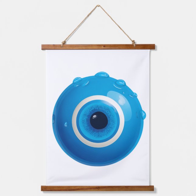 Tranquility in Blue Evil Eye Design Hanging Tapestry (Front)