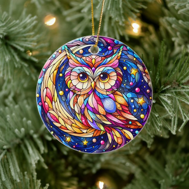 Tranquility in Glass A Floral Stained Glass Window Ceramic Ornament (Tree)
