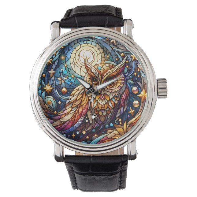 Tranquility in Glass A Floral Stained Glass Window Watch (Front)