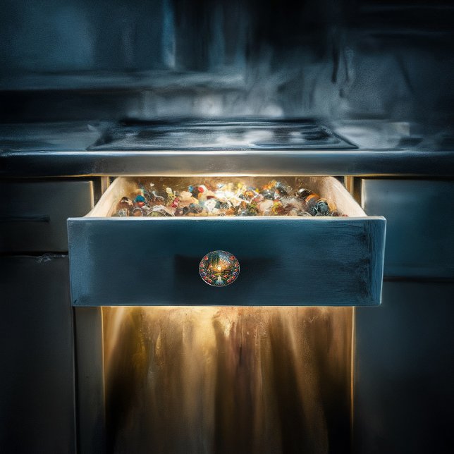 Tranquility in Glass Bench And Flowers On Stained  Ceramic Knob (Creator Uploaded)
