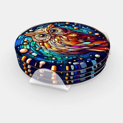 Tranquility in Glass Bench And Flowers On Stained Coaster Set
