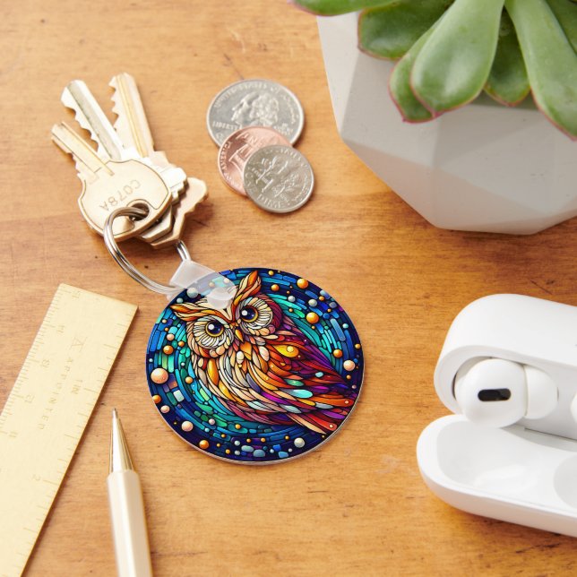 Tranquility in Glass Bench And Flowers On Stained Keychain (Desk)