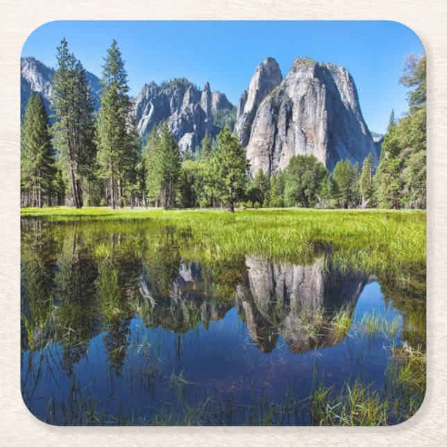 Tranquility In Yosemite Square Paper Coaster (Front)