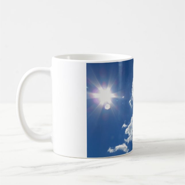 Tranquility puffy clouds Sunburst Mug (Left)