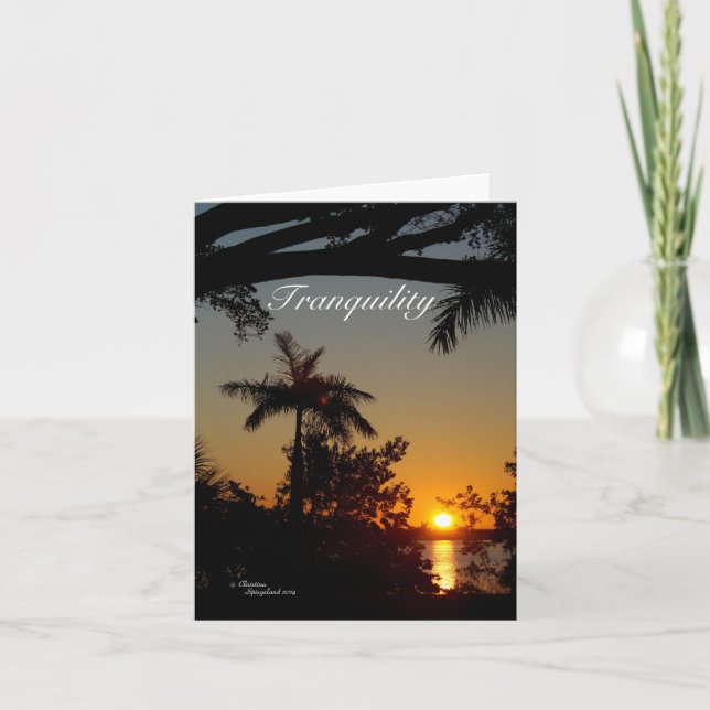 Tranquility sunset Palm tree Note card (Front)