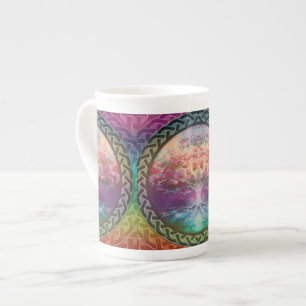 Tranquility Tree of Life in Rainbow Colors Bone China Mug