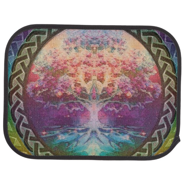 Tranquility Tree of Life in Rainbow Colors Car Mat (Rear)