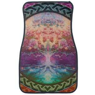 Tranquility Tree of Life in Rainbow Colors Car Mat