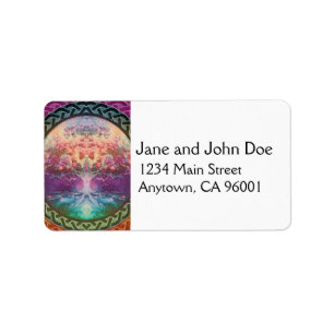 Tranquility Tree of Life in Rainbow Colors Label