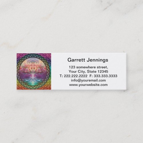 Tranquility Tree of Life in Rainbow Colors Mini Business Card