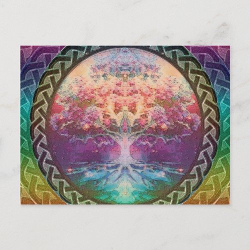 Tranquility Tree of Life in Rainbow Colors Postcard