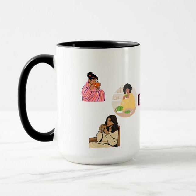  TRANQUILITY TWO-TONE WHITE BLACK  SIP OF PEACE MUG (Left)