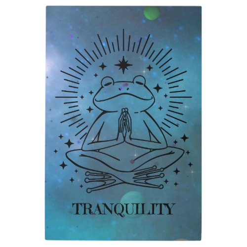 Tranquility Yoga Frog Metal Print