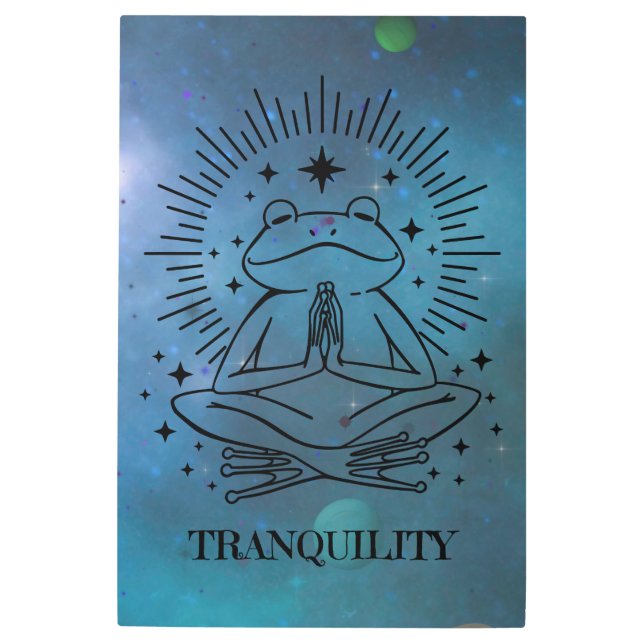 Tranquility Yoga Frog Metal Print (Front)
