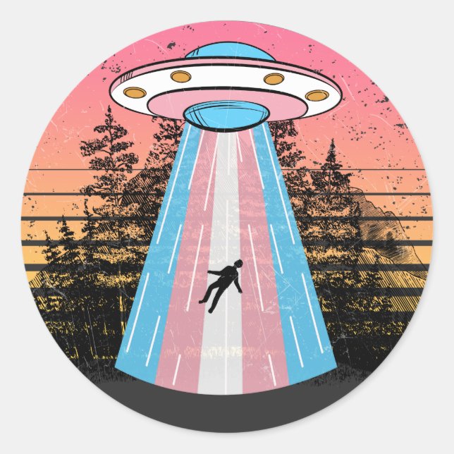 Trans Alien Funny Classic Round Sticker (Front)