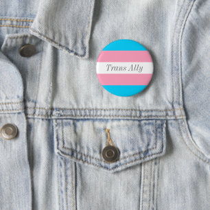 Trans Ally Editable Text Transgender Pride Flag Button
